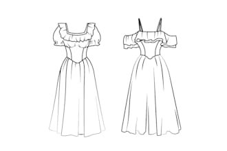 draw a technical flat sketch for dress or fashion design illustration