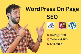 do wordpress website on page and technical SEO optimization with yoast, rankmath