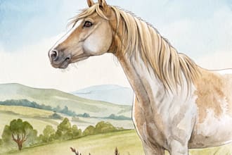 create watercolor portrait illustration of horse or any pets