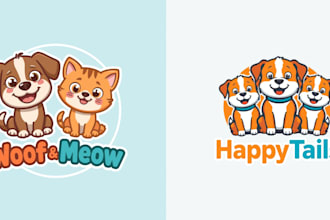 design unique kawaii chibi cartoon animal mascot logo