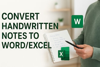 do manual handwriting to digital file word or  excel