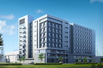 reconstruct 3d site layout,facade exterior,university building,urban cityscape