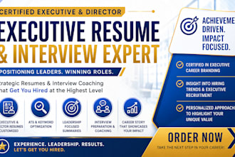 write a professional resume writing, job search, executive resume CV writing