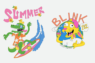 create retro cartoon illustration design for tshirt