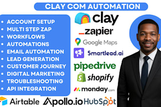 integrate clay com close io zapier shopify google map smartlead clay monday com