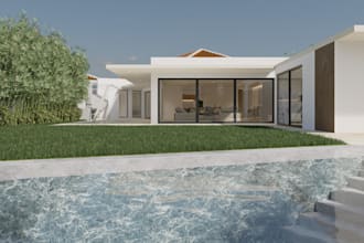 rebuild 3d modern interior space,pool desk,exterior design,cgi idk render,layout