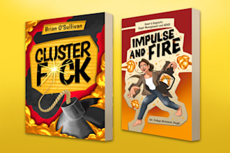 draw a funny and unique humor book cover illustration