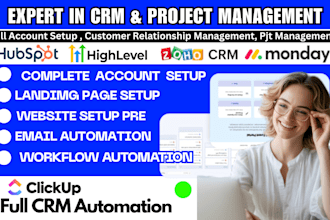 setup hubspot, monday, pipedrive,  odoo CRM close crm seamless workflows automat