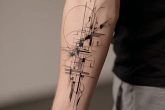 minimalist unique tattoo sketch, sleeve tattoo design