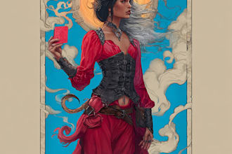 create fantasy tarot card illustration