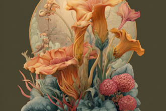 create an botanical illustration of flower illustration