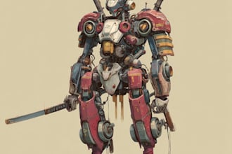 make a unique style mecha robot art for you