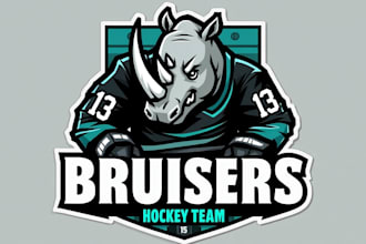 make a high quality rhino hockey logo design  for you in just 1 day