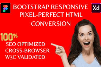 convert figma to html, psd to html, and xd to html css bootstrap responsive