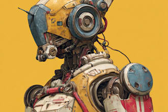 draw amazing character mecha robot illustration