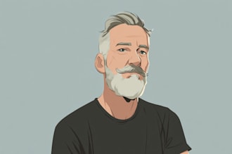 draw your portrait in a minimalist flat cartoon style