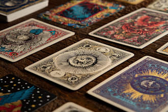 design tarot cards, oracle cards, and card illustrations