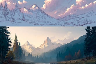 draw a natural landscape and background illustration