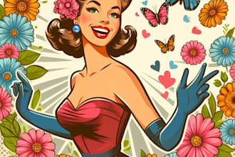 make sexy pin up girl illustration for graphic retro pinup design