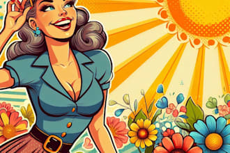 draw your pin up girl in a retro style or comic pinup