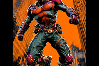 create custom superhero character in action