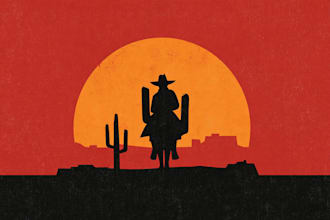 make high quality vintage cowboy cactus logo with t shirt design