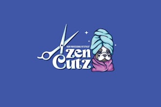 design pet grooming meets yogi spiritual logo