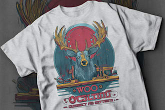 create retro vintage illustration for t shirt print designs
