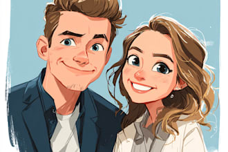 make an minimalist portrait cartoon for you, couples