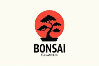 make a high quality bonsai tree logo with unlimited revisions