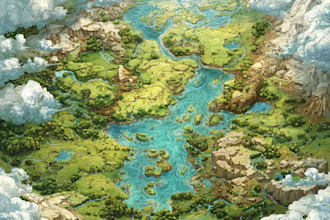 draw a high quality detailed fantasy map for dnd and fiction