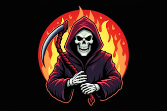 make an amazing skull reaper logo design with unlimited revision