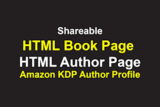create an HTML book product page, author page, and amazon KDP author profile