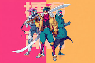 design anime character , cyberpunk character