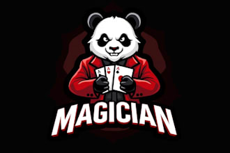 make an amazing panda magician logo design with unlimited revision