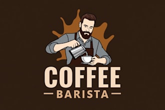 make an amazing coffee barista logo with unlimited revision