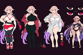 draw anime character sheet vtuber reference sheet oc waifu husbando illustration