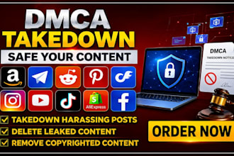 takedown harassing remove copyright mass report facebook instagram youtube dmca