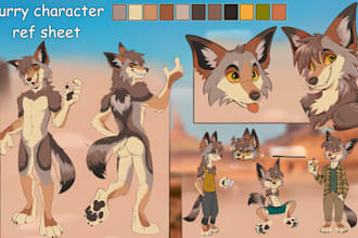 draw custom furry art, fursona, anthro character, furry ref sheet commission