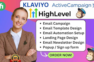 design email campaigns on mailchimp, klaviyo, active campaign, gohighlevel
