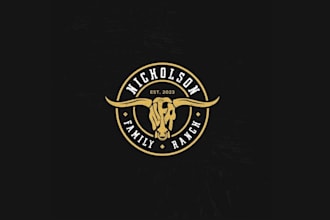 design rustic bullhead outline ranch center logo