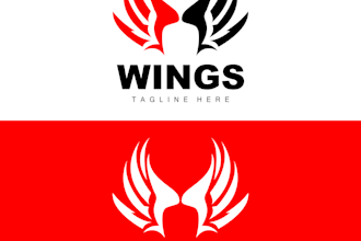 do custom vintage retro badge and business wings logo design