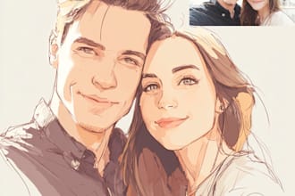 draw couple portrait illustration from your photo