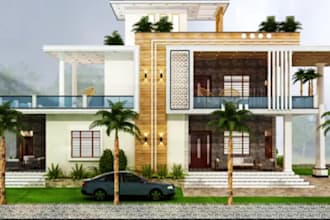 craft 3d architectural building, exterior elevation, wall paneling, cgi render