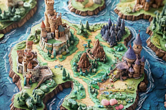 do a fantasy map illustration or site in illustrator