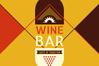 do awesome custom illustration vintage wine bar logo
