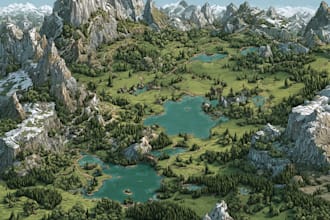 draw fantasy map illustration for map