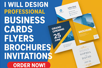 design business cards, flyers, brochures, invitations and print designs