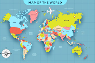 do flat world country city place island infographic map