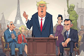 create a political or satirical cartoon